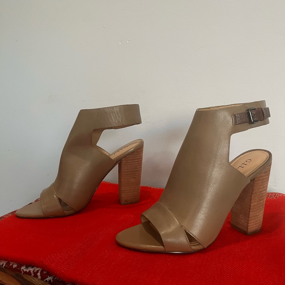 Olive peep toe heels